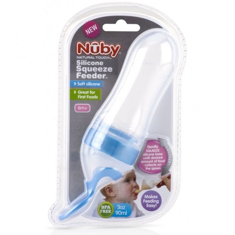 美國 Nuby 矽膠擠壓餵食器 90ml(顏色隨機)