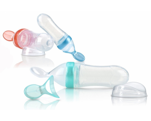 美國 Nuby 矽膠擠壓餵食器 90ml(顏色隨機)