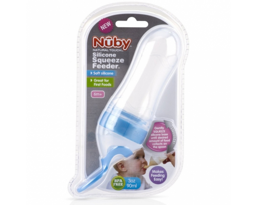 美國 Nuby 矽膠擠壓餵食器 90ml(顏色隨機)